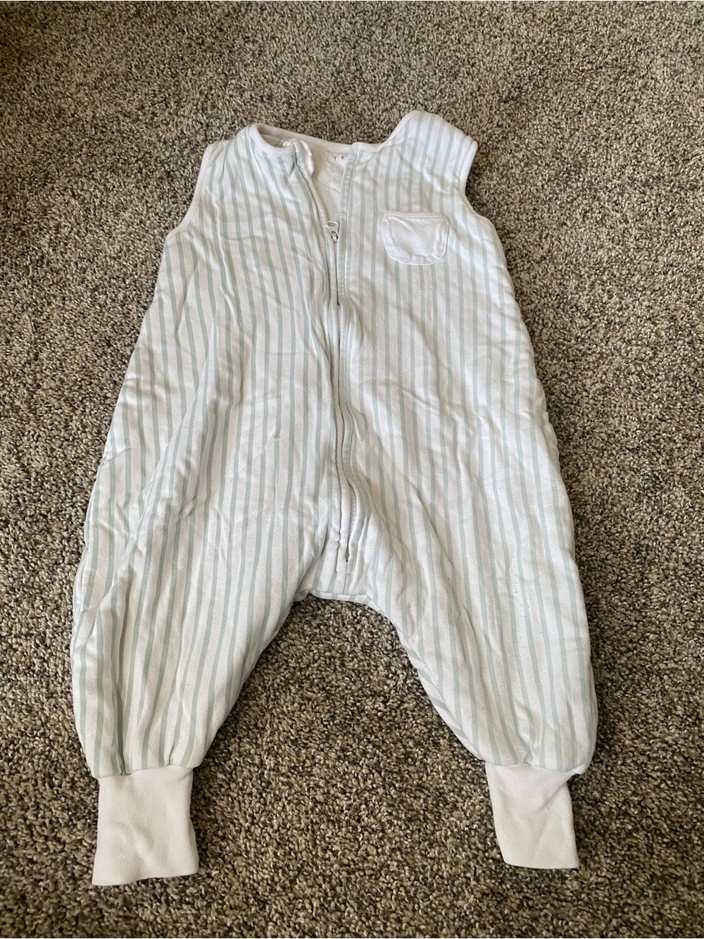 Tea Collection White Quilted Baby Sleep Sack with Mint Trim - 2T/3T